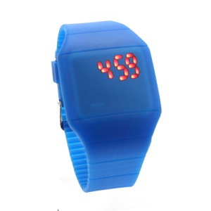Fashion Touch Screen LED Date Day Silicone Rubber Band Digital Watch - Dark Blue