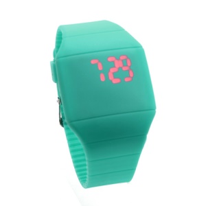 Fashion Touch Screen LED Date Day Silicone Rubber Band Digital Watch - Baby Blue