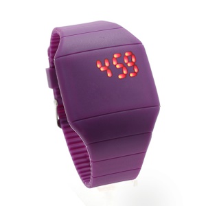 Fashion Touch Screen LED Date Day Silicone Rubber Band Digital Watch - Purple