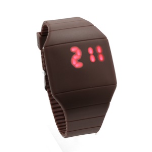 Fashion Touch Screen LED Date Day Silicone Rubber Band Digital Watch - Brown