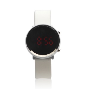 Trendy Mirror Round Boys Girls LED Digital Watch - White