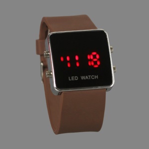 Hot Sports LED Watch with Silicone Band - Brown