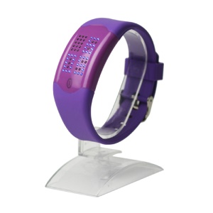 60 Blue LEDs Dot Matrix Casual Sport Touchscreen Wrist Watch - Purple