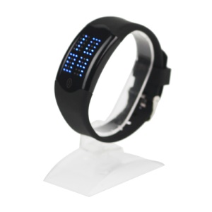 60 Blue LEDs Dot Matrix Casual Sport Touchscreen Wrist Watch - Black