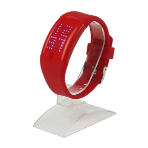 60 Blue LEDs Dot Matrix Casual Sport Touchscreen Wrist Watch - Red