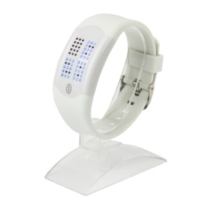 60 Blue LEDs Dot Matrix Casual Sport Touchscreen Wrist Watch - White