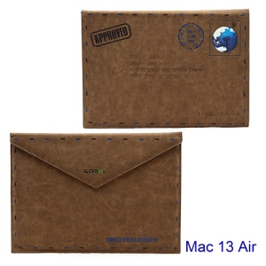 SAMDI Retro Envelope Postcard Pouch Leather Cover for Apple MacBook Air 13.3", Size:14.1inch x 10.1inch