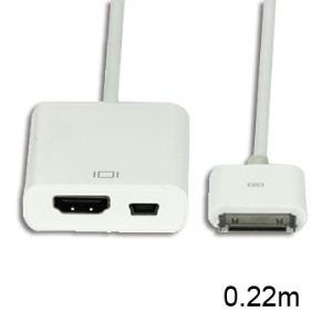 Apple 30pin to HDMI with Mini 5 Pin Digital AV Adapter Cable, Length:0.22m