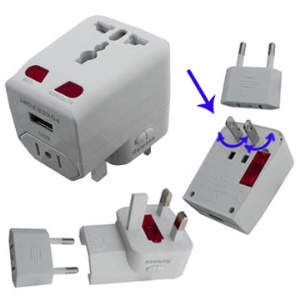 Universal World Travel Charger Adapter Converter AC Plug with USB Port