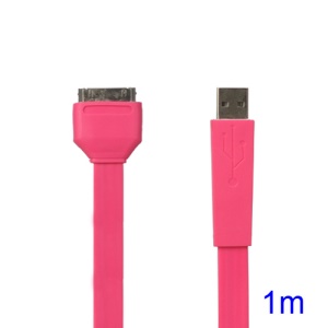 Flat USB Sync Data Charging Cable for iPhone iPad iPod - Rose
