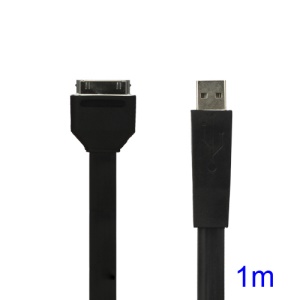 Flat USB Sync Data Charging Cable for iPhone iPad iPod - Black