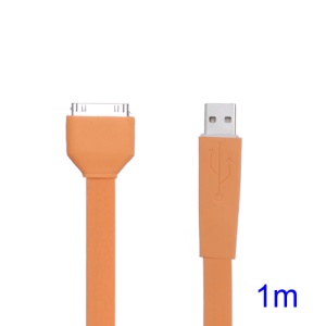 Flat USB Sync Data Charger Noodle Cable for iPhone iPad iPod - Orange