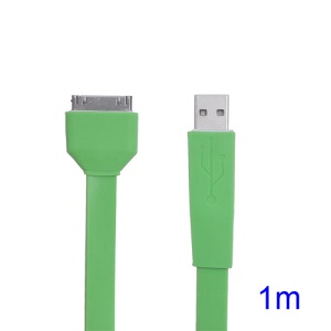 Flat USB Sync Data Noodle Cable for iPhone iPad iPod - Green