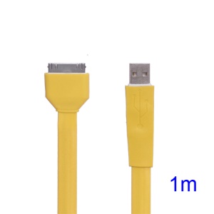 Flat USB Sync Data Charging Cable for iPhone iPad iPod - Yellow