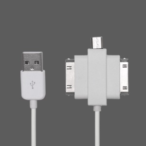 3 in 1 iPad iPhone Samsung Galaxy Tab Data Sync  Charging Cable (MicroUSB + Apple 30-pin + Samsung 30-pin)