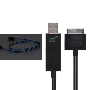 Flashing USB Sync Data Charging Cable for New iPad iPhone - Black