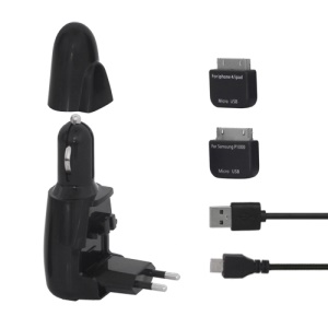 2 in 1 USB Travel Charger + Car Charger for New iPad / iPad 2 and Samsung Galaxy Tab - Black
