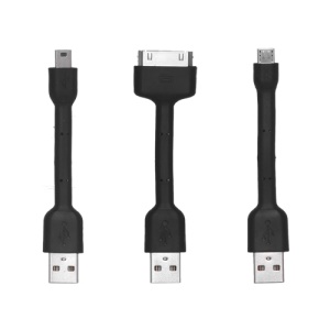 USB Mini Cable Kit - 9cm mini cables. USB to Dock, USB to USB mini-B & USB to USB micro-B (OEM)