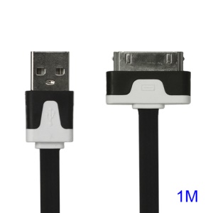Colorful Dock Connector to USB Noodle Cable for iPhone 4S 4 3GS 3G New iPad iPod Touch 4 - Black