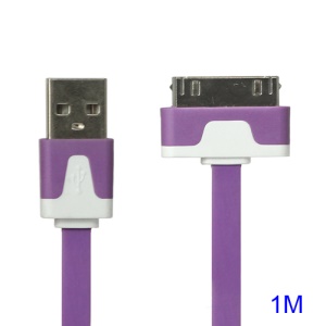 Colorful Dock Connector to USB Noodle Cable for iPhone 4S 4 3GS 3G New iPad iPod Touch 4 - Purple