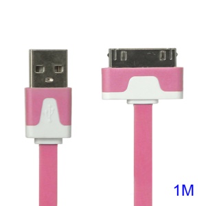 Colorful Dock Connector to USB Noodle Cable for iPhone 4S 4 3GS 3G New iPad iPod Touch 4 - Pink