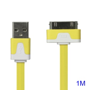 Colorful Dock Connector to USB Noodle Cable for iPhone 4S 4 3GS 3G New iPad iPod Touch 4 - Yellow