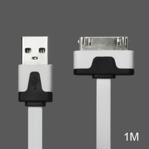 Colorful Dock Connector to USB Noodle Cable for iPhone 4S 4 3GS 3G New iPad iPod Touch 4 - White