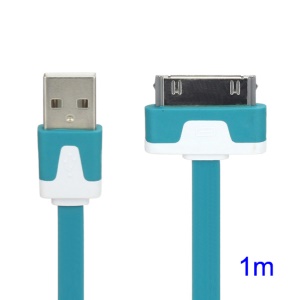 Colorful Dock Connector to USB Noodle Cable for iPhone 4S 4 3GS 3G New iPad iPod Touch 4 - Cyan