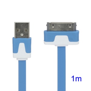 Colorful Dock Connector to USB Noodle Cable for iPhone 4S 4 3GS 3G New iPad iPod Touch 4 - Baby Blue
