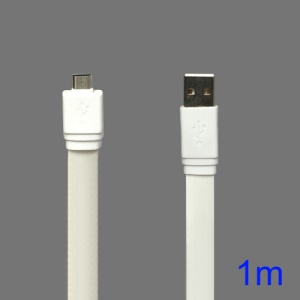 Flat MicroUSB Data Sync Charging Cable for Samsung HTC Sony Nokia etc - White