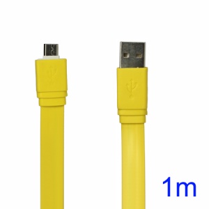 Flat Micro USB Charging Data Cable for Samsung HTC Sony Nokia etc - Yellow