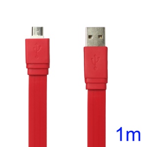 Flat MicroUSB Data Sync Charge Cable for Samsung HTC Sony Nokia etc - Red
