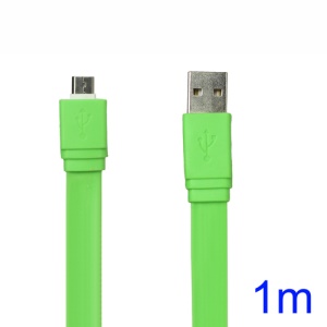 Flat MicroUSB Data Sync Charging Cable for Samsung HTC Sony Nokia etc - Green
