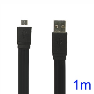 Flat MicroUSB Data Sync Charging Cable for Samsung HTC Sony Nokia etc - Black