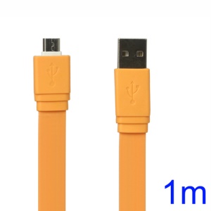 Flat MicroUSB Data Sync Charge Cable for Samsung HTC Sony Nokia etc - Orange