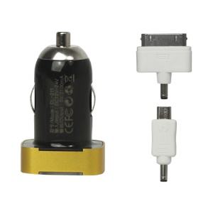 2.1A USB Travel Car Charger Adapter for iPhone 4S iPad Samsung HTC PSP - Black / Yellow