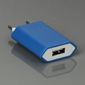 EU Plug 1A USB Power Charger Adapter for iPhone 5 4S 4 3GS 3G iPod A1300 - Dark Blue