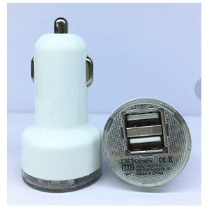 Dual USB Car Charger Adapter for iPad iPhone Samsung Galaxy Tab 2.1A - White