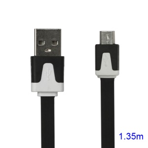 Noodle Micro USB Data Sync Charge Cable for Samsung HTC Sony Nokia LG Blackberry Motorola etc - White / Black