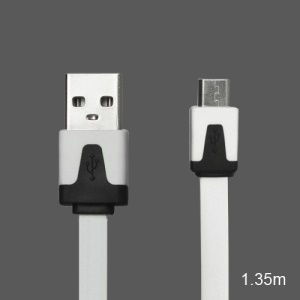 Noodle Micro USB Data Sync Charge Cable for Samsung HTC Sony Nokia LG Blackberry Motorola etc - Black / White