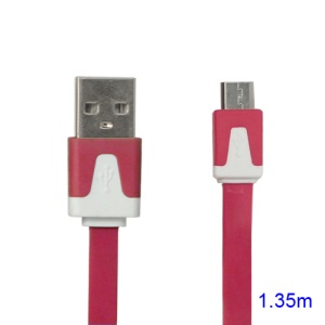 Noodle Micro USB Data Sync Charge Cable for Samsung HTC Sony Nokia LG Blackberry Motorola etc - White / Red