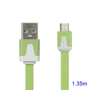 Noodle Micro USB Data Sync Charge Cable for Samsung HTC Sony Nokia LG Blackberry Motorola etc - White / Green