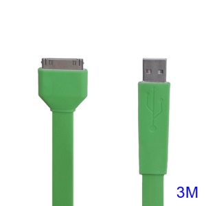 Noodle-shaped USB Data Sync Charging Cable for iPad iPhone iPod 3M - Green