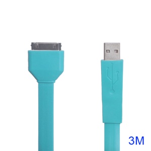 Noodle-shaped USB Data Sync Charging Cable for iPad iPhone iPod 3M - Blue