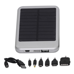 5000mAh Solar External Battery Pocket Power for iPad iPhone PSP Samsung Nokia BlackBerry HTC Phones etc - Silver