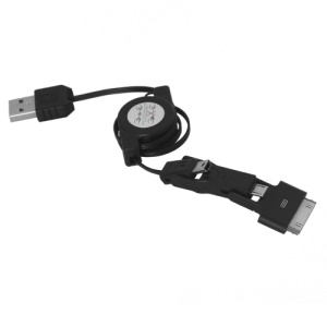 3 in 1 Micro + Mini + Apple 30 Pin / Samsung Galaxy Tab 30 Pin Retractable USB Sync Charger Cable for The New iPad iPhone 4S iPod HTC BlackBerry Samsung Galaxy Tab