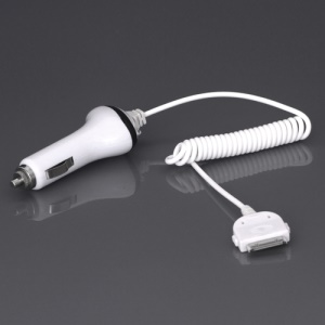 1A Coil Cord Plug-in Car Auto Charger for iPhone 4S 4 3GS 3G iPod Touch 4