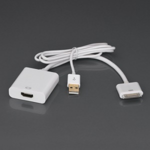 Dock Connector to HDMI Cable Adapter with USB Charger for iPad 2 The New iPad iPhone 4S 4