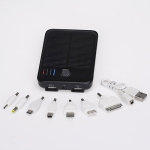 5000mAh Solar Power Bank Battery Charger for iPhone iPod Samsung HTC Sony etc - Black