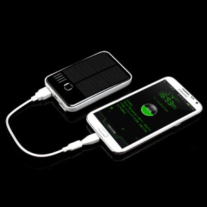 5000mAh Solar Power Bank Battery Charger for iPhone iPod Samsung HTC Sony etc - White